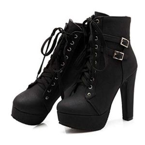 Lace up Chunky High Heel Platform boots